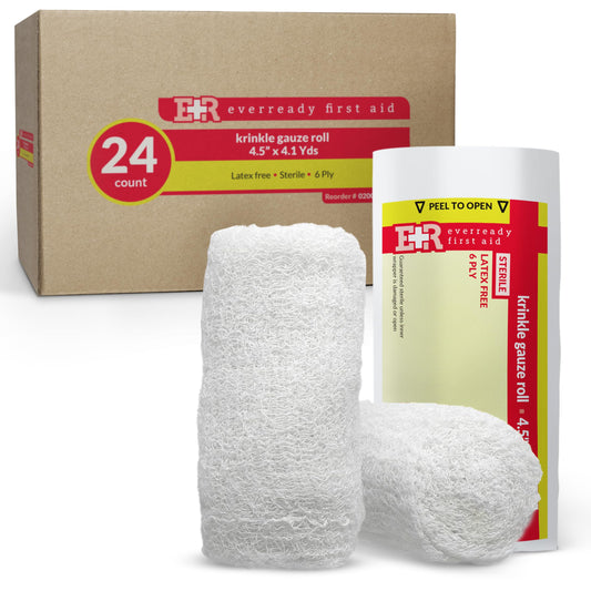 Ever Ready First Aid sterile Krinkle Kerlix roll close-up for primary wound dressing.