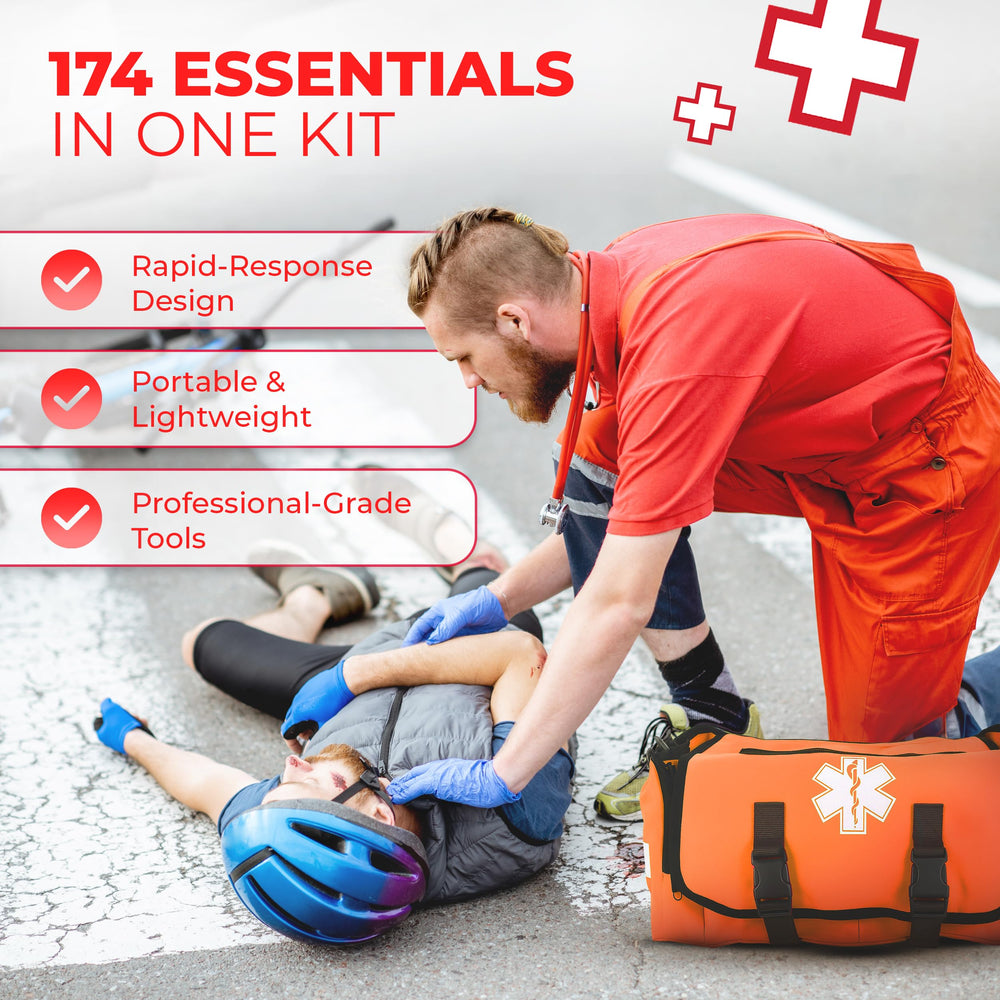 Ever Ready First Aid trauma bag side pocket access for rapid supply retrieval.