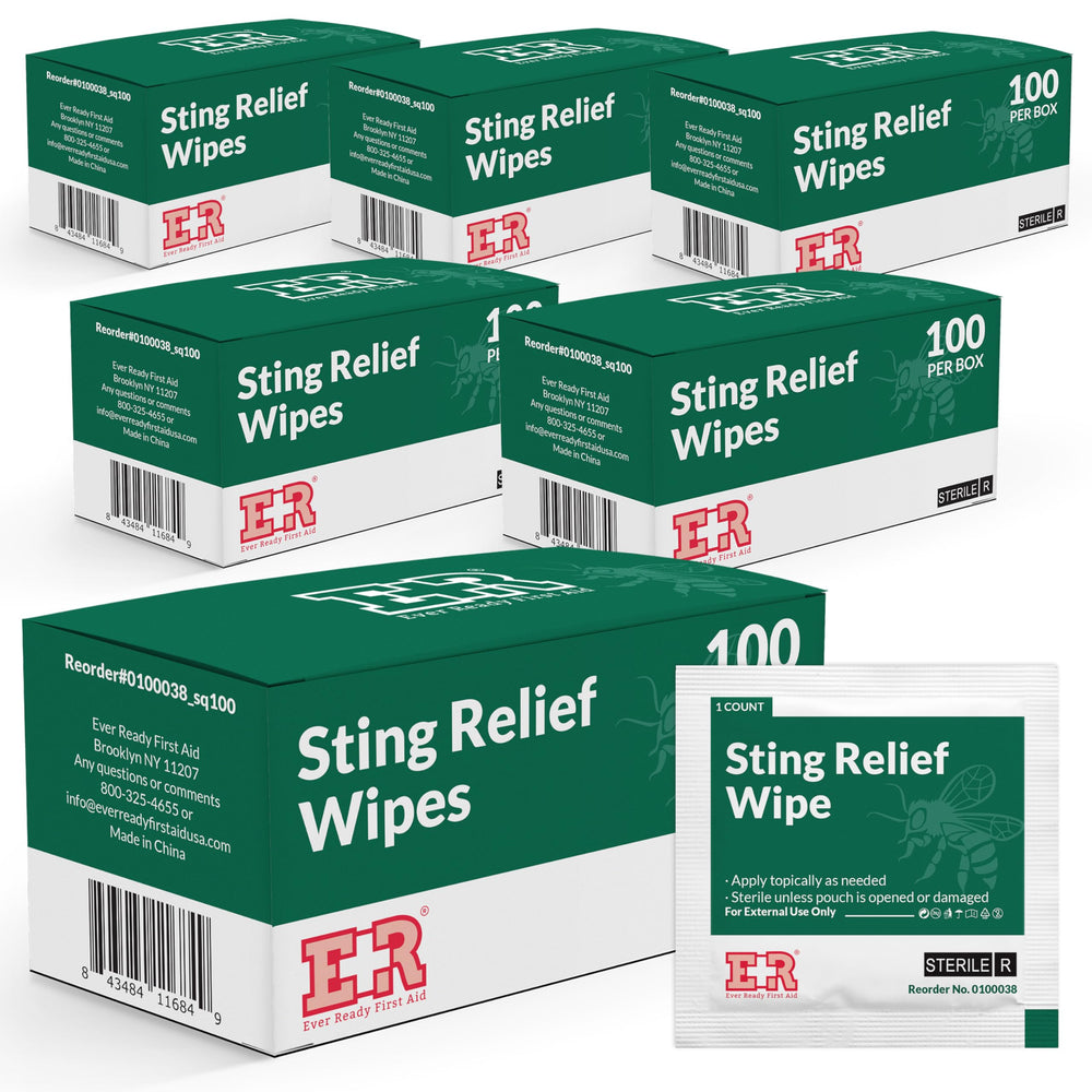 Ever Ready Sting Relief Wipes packaging closeup for on the go relief