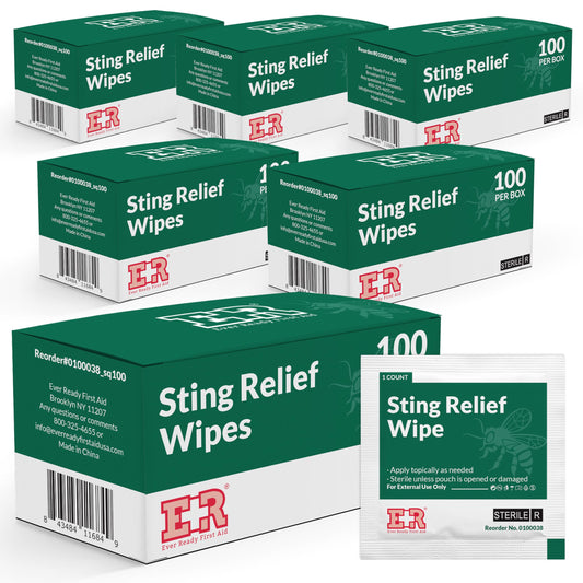 Ever Ready Sting Relief Wipes packaging closeup for on the go relief