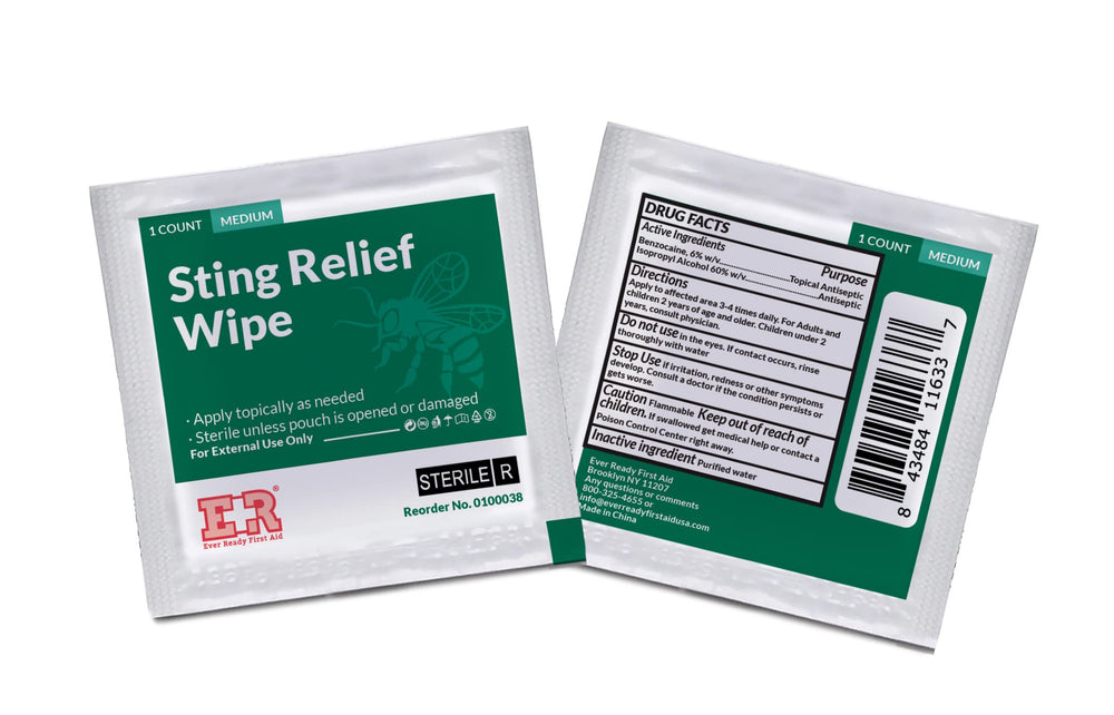 Ever Ready Sting Relief Wipes travel pack brings fast comfort on the go.