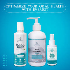 Everest Oral Care three-pack box highlighting convenient packaging.