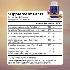 Everfaith LymphaFlo bottle closeup emphasizing vegetarian capsules.