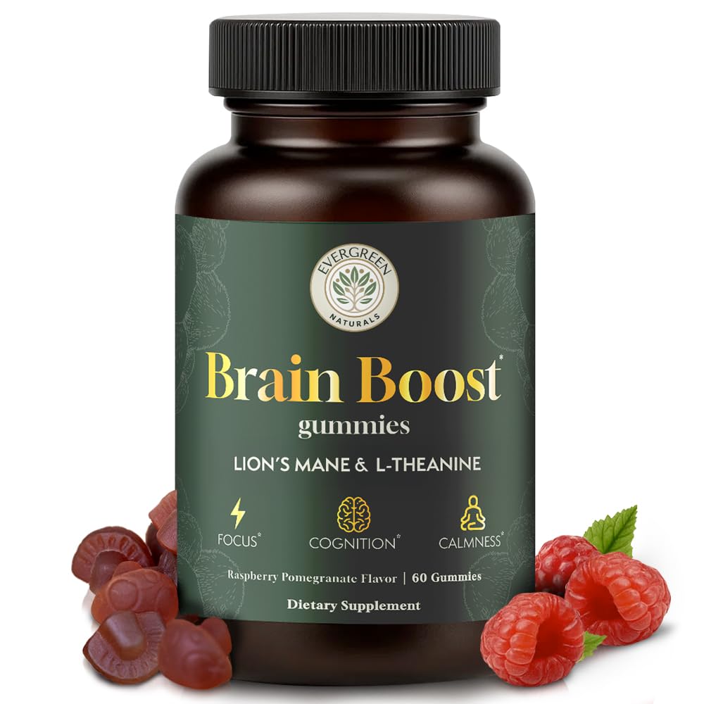 Evergreen Naturals Lion’s Mane Gummies jar offers compact focus-friendly vegan brain support.