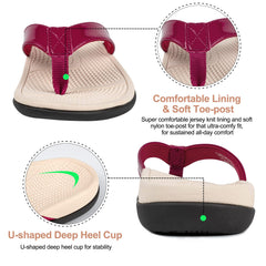 Everhealth ergonomic footbed in orthotic flip flops aligns steps