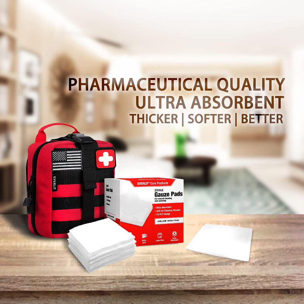 Everlit 12-ply gauze pad suitable for cleaning, packing, and covering minor wounds.