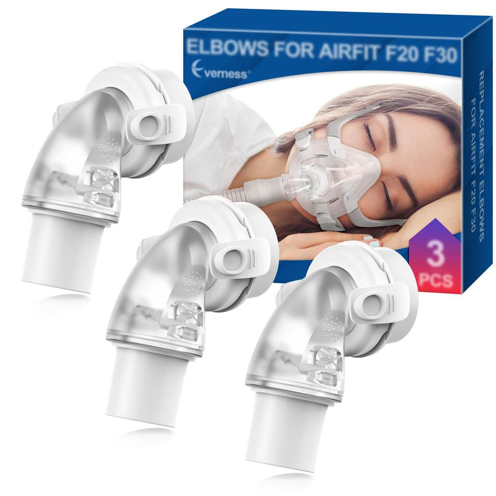 Everness elbow-connector f20 f30 compatibility fits AirFit masks for secure all-night use.