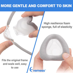 Everness soft-fit cushion-L with silicone nose-bridge seal improves isolation and comfort.