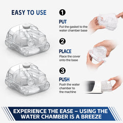 Everness water chamber with optimized airflow channel reduces turbulence and noise.