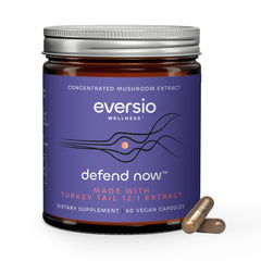 Eversio Wellness Organic Turkey Tail capsules bottle front view supports daily immune wellness.