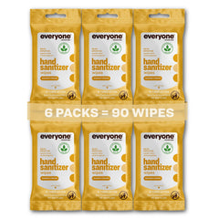Everyone hand sanitizer wipes 6-pack with coconut lemon scent for quick on-the-go cleansing.