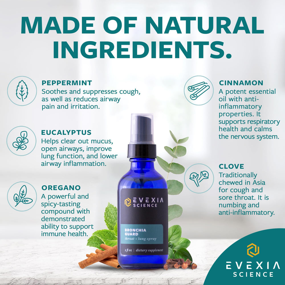 Evexia Science Bronchia Guard essential oils blend close-up.