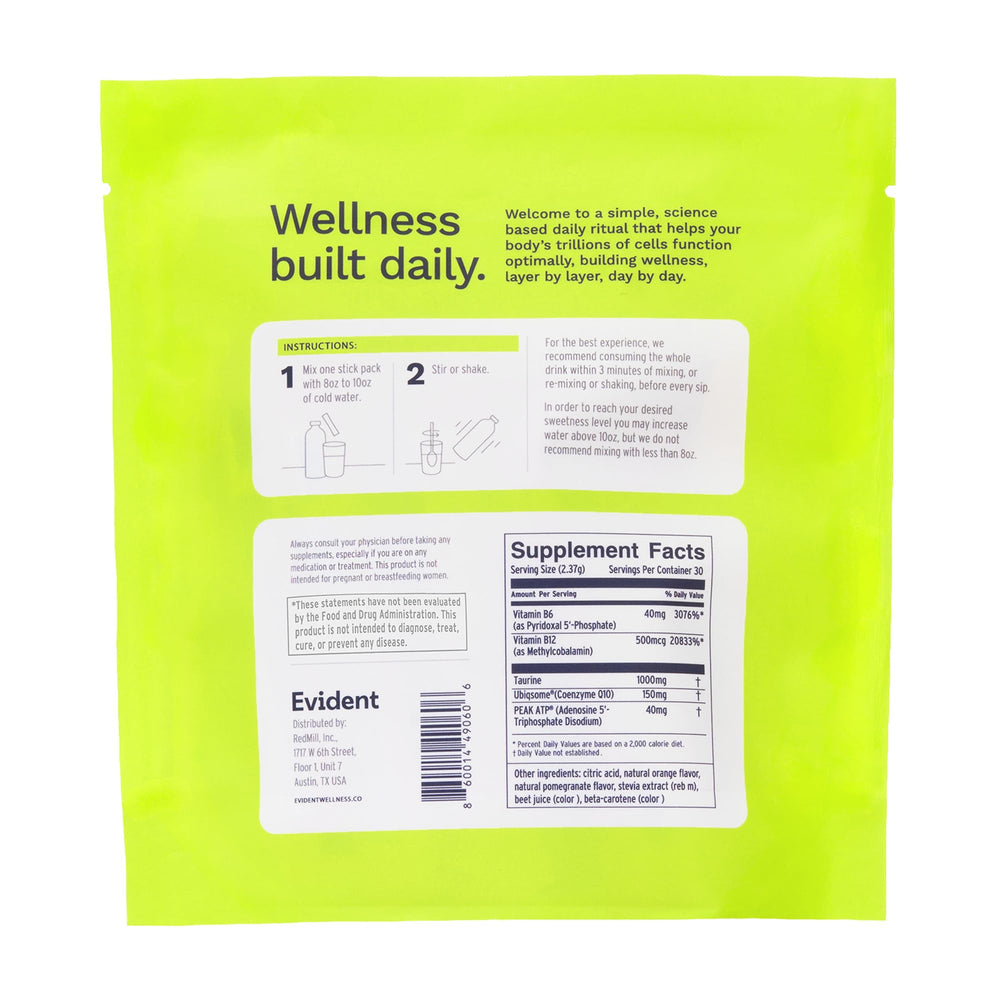 Caja de 30 stick packs Ageless Energy de EVIDENT WELLNESS