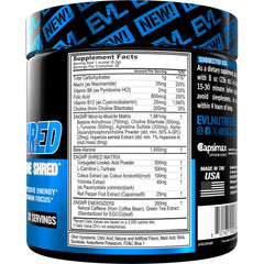 EVL ENGN Shred powder scoop closeup signaling quick energy support