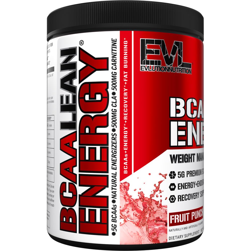 EVL BCAA Lean Energy fruit punch flavor ready for post-workout recovery.