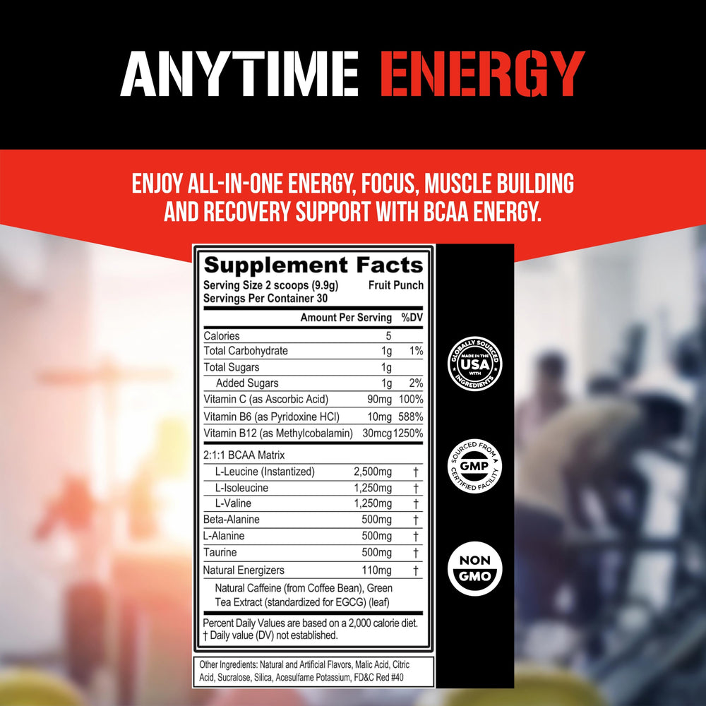 EVL BCAAs fruit punch tub on shelf ready for post-workout recovery.