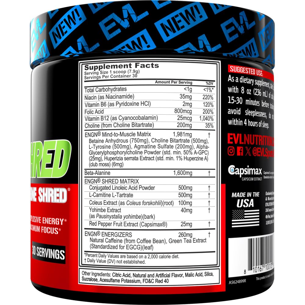 EVL ENGN Shred fat-burning blend powder for intense workouts and endurance