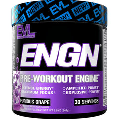 Evlution EVL Intense pre-workout tub with vibrant powder for focused training