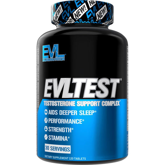 EVL Complete bottle displaying post-workout testosterone booster formula for men.
