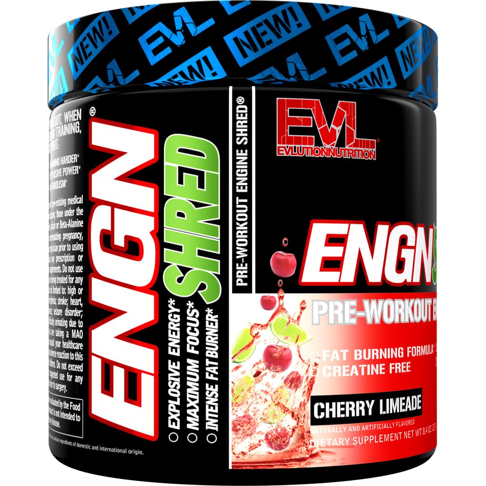Scoop of EVL ENGN Shred with label showing clean energy and nitric oxide support