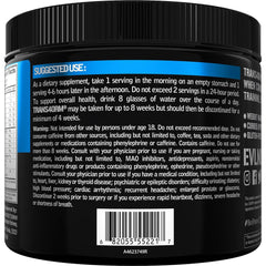 Evlution Trans4orm Blue Raz in a glass ready to drink before a workout.