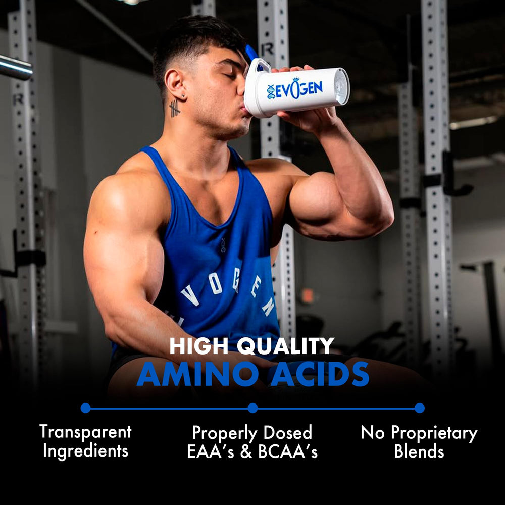 Evogen Amino K.E.M. close-up reveals powder texture and color.
