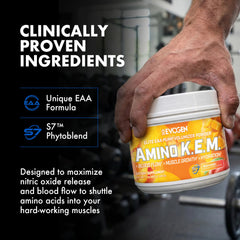 Evogen Amino K.E.M. Peach Mango flavor ready for post-workout recovery