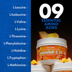 Evogen Amino K.E.M. hydration scene emphasizing betaine and coconut water