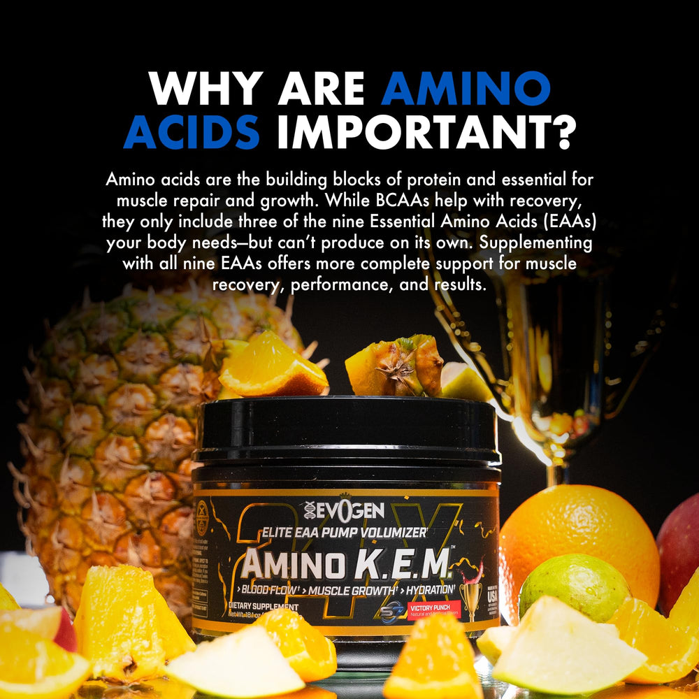 Evogen Amino K.E.M. workout scene signals performance-focused support for athletes.