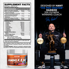 Close-up of Evogen Amino KEM powder texture hints at smooth mixability and full-spectrum EAAs.