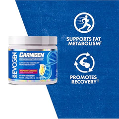 Evogen Carnigen raspberry lemonade being poured for easy daily energy support.