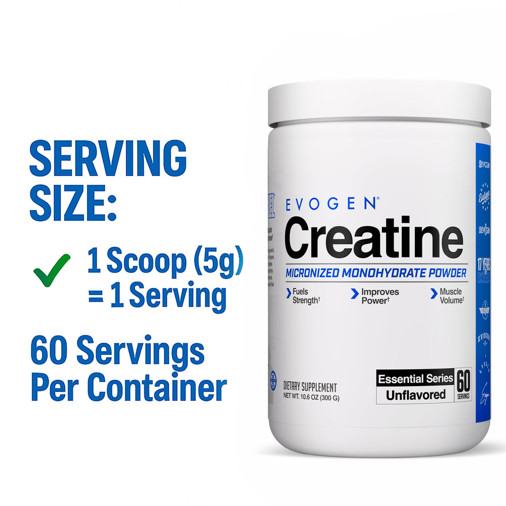 Evogen Creatine Monohydrate micronized texture for smooth blending and absorption.