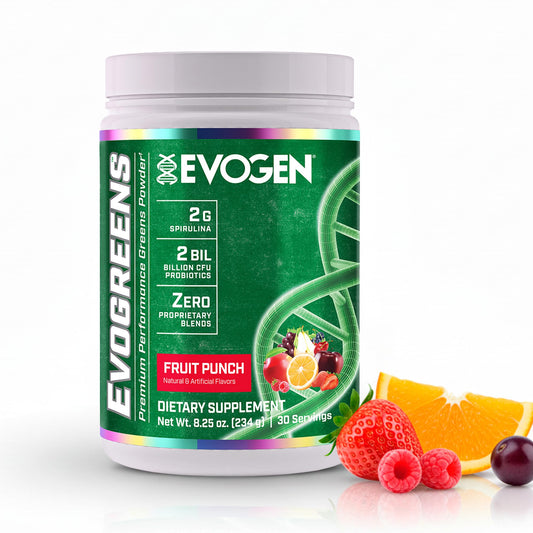 Evogen Evogreens bottle pour, convenient daily use for recovery and wellness.