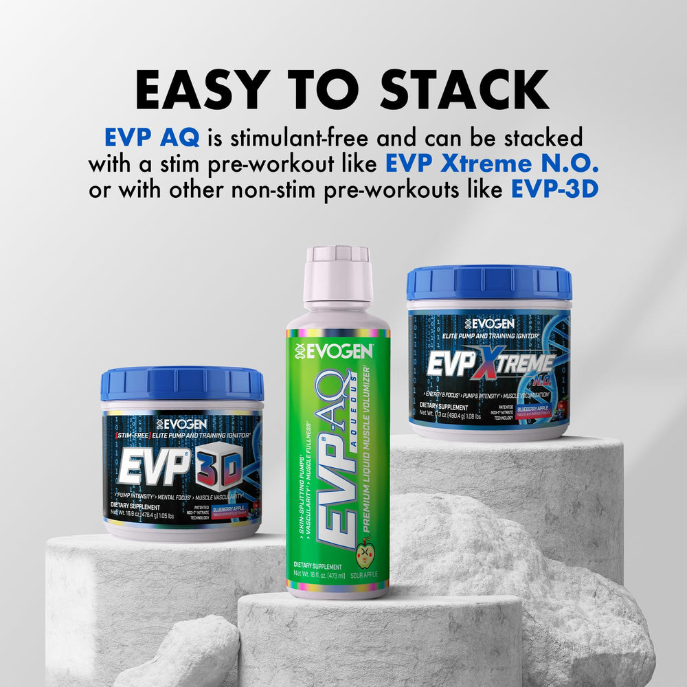 Athlete using EVP AQ pre-workout for pump and endurance during training.