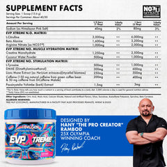 EVP Xtreme NO powder scoop ready for focused training energy.