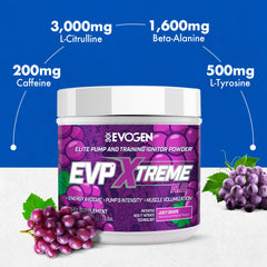 Nutrition panel highlights caffeine, creatine, and citrulline benefits for EVP Xtreme NO.