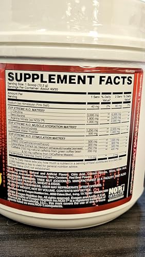 Ingredient label highlighting NO3-T and citrulline for nitric-oxide support
