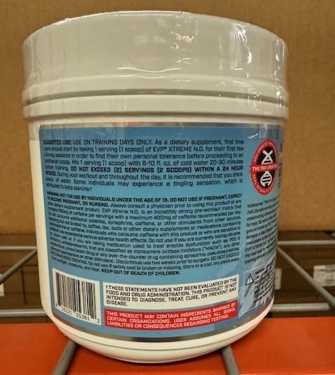 Brand packaging of Evogen EVP Xtreme NO on shelf for athletes