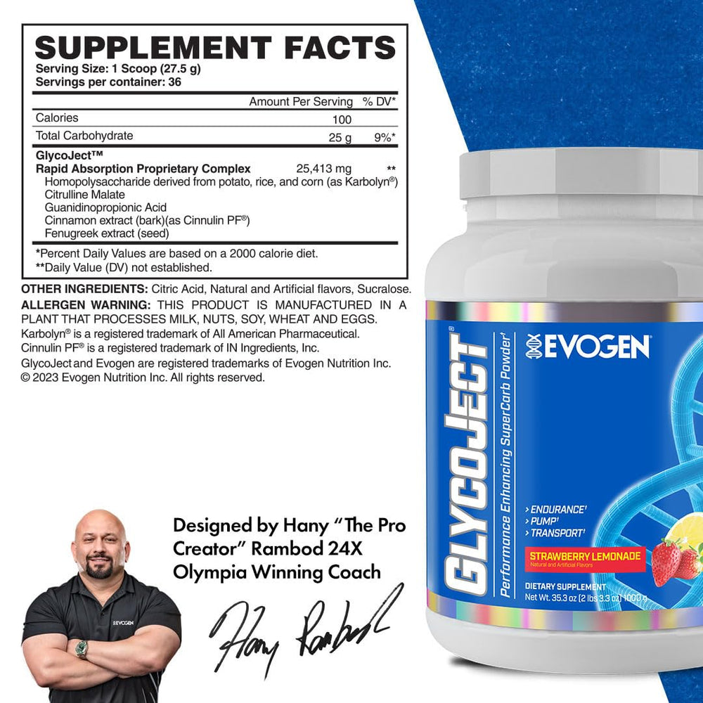 Evogen GlycoJect formula supporting endurance and recovery after workouts.