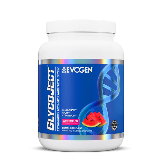 Evogen GlycoJect watermelon bottle ready for pre-workout energy and endurance.
