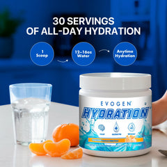 Evogen Hydration glass with prepared Tangerine drink for training sessions