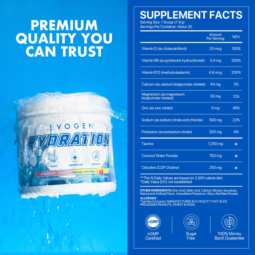Evogen Hydration taurine ingredient spotlight for endurance during activity