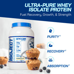 Isoject powder poured into a glass reveals smooth mixing for a post-workout shake.