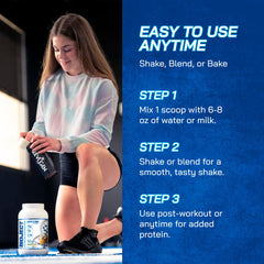 Serving with glass illustrates BCAAs and EAAs support in a refreshing shake.