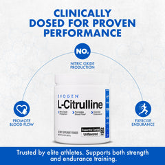 Evogen L-Citrulline powder scoop showing 3,000 mg serving for endurance support
