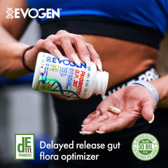 Evogen Probiotic D.R. 30 DE111 ingredients closeup for gut balance.