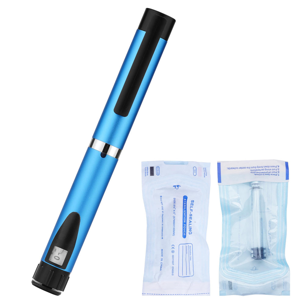 EvoLabTech 60-unit pen injector with precise dosing in a blue ergonomic design.