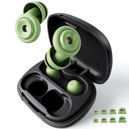 EXOVOW ear plugs show 45dB noise reduction for travel and sleep.