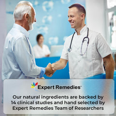 Expert Remedies daily-use bottle with glass of water for routine intake.