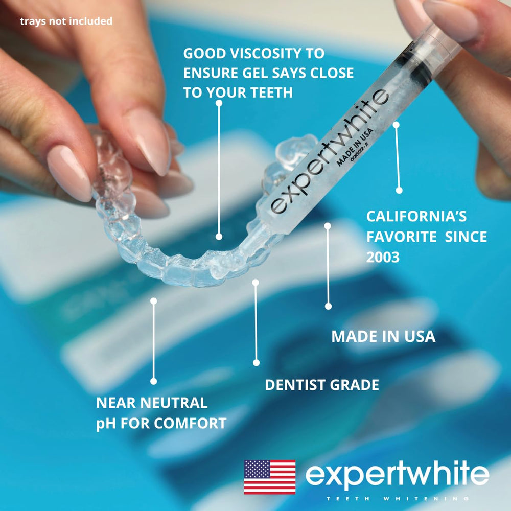 Dentist-grade tray whitening by Expertwhite for even enamel-friendly coverage.